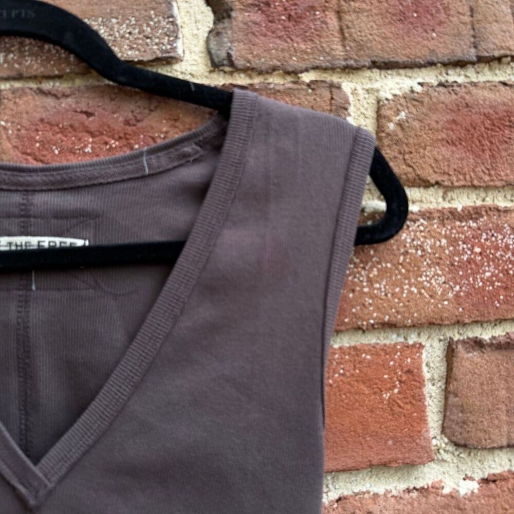 Free People X We The Free Neria V-Neck Tank Top brown Womens M NEW - Picture 4 of 9